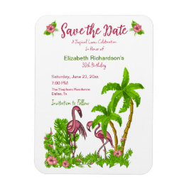 Tropische Flamingos und Blume Save the Date Magnet