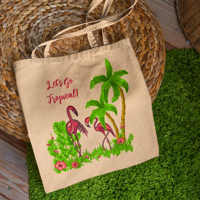 Tropische Flamingos und Blume Tote Tasche (Von Creator hochgeladen)