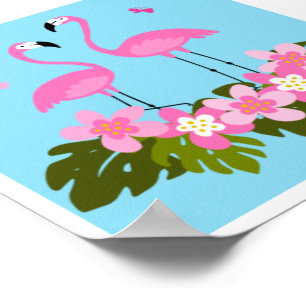 Tropische Flamingos und florale Illustration Poster