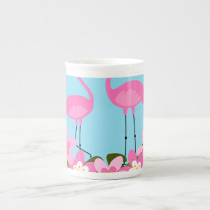 Tropische Flamingos und florale Illustration Prozellantasse