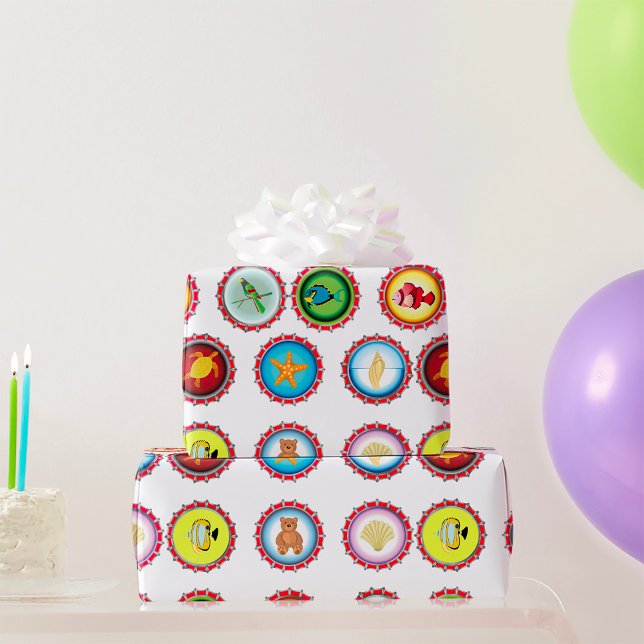 Tropische Flaschenkappen Design Ozean und Wildtier Geschenkpapier (Von Creator hochgeladen)