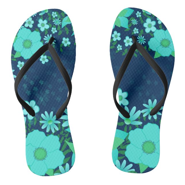 Tropische Fleckenseegel und türkisfarbene Flip Flo Flip Flops (Fußbett)