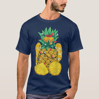 Tropische Flip Flops Ananas Xmas Lights Christma T-Shirt