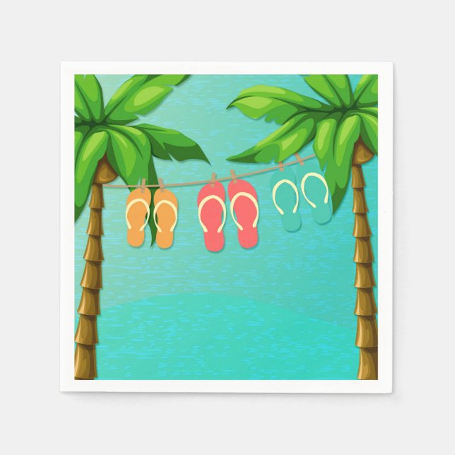 Tropische Flip Flops Serviette (Vorderseite)