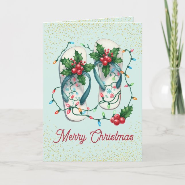 Tropische Flip Flops Weihnachtskarte Feiertagskarte (Vorderseite)