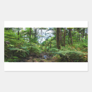 Tropische Flora des belebten Regenwaldes Rechteckiger Aufkleber