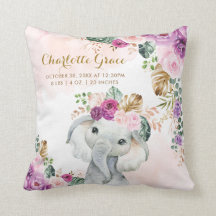 Tropische Flora Elefant Baby Birth Stats
