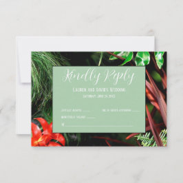 Tropische Flora, erdige Farben, modern, Hochzeit, Dankeskarte