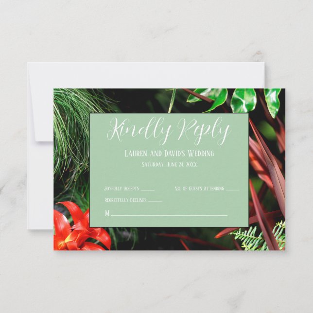 Tropische Flora, erdige Farben, modern, Hochzeit, Dankeskarte (Vorderseite)