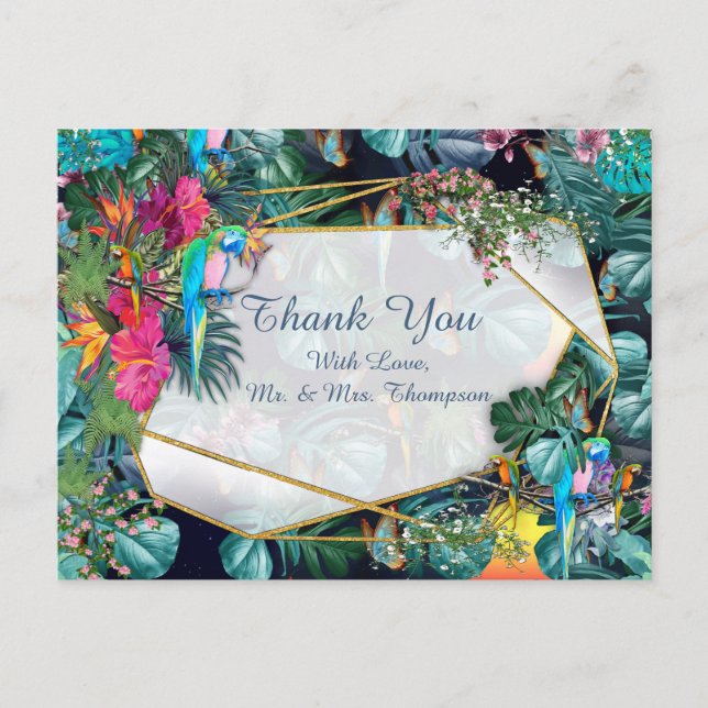 Tropische Flora Paradies & Vögel Postkarte (Vorderseite)