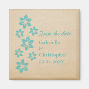 Tropische Flora Speichern Sie das Date Magnet, Aqu Magnet