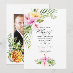 Tropische Florale Aloha-Hochzeitsfoto Einladung