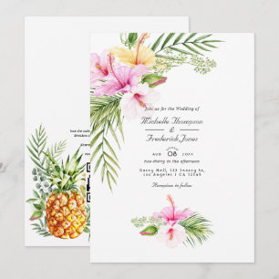 Tropische Florale Aloha QR Code RSVP Hochzeit Einladung