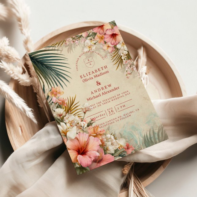 Tropische Florale Hochzeit am Traumziel Einladung (Von Creator hochgeladen)