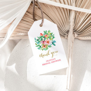 Tropische florale Strand-Hochzeitsdusche Geschenkanhänger