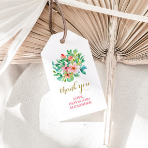 Tropische florale Strand-Hochzeitsgunst-Geschenk-T Geschenkanhänger