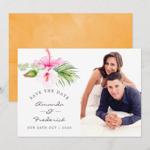 Tropische Florale Strandhochzeit - Heiratet bald Einladung