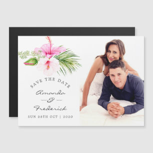 Tropische Florale Strandhochzeit - Heiratet bald Magneteinladung