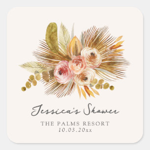 Tropische Florale Vintage-Brautparty Quadratischer Aufkleber