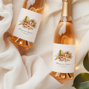 Tropische Florale Vintage-Hochzeitsdusche Weinetikett