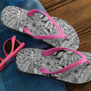 Tropische Flucht schwarz und weiß Flip Flops