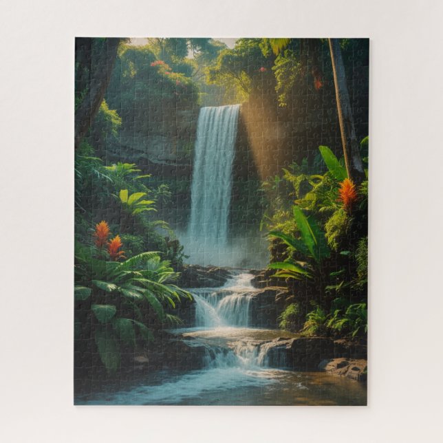 Tropische Flucht - tiefes Dschungel Wasserfall Puz Puzzle (Vertikal)