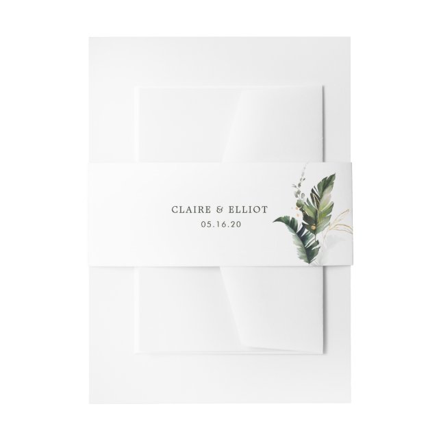 Tropische Foliage-Wasserfarbenhochzeit Einladungsbanderole (Vorderseite Beispiel)