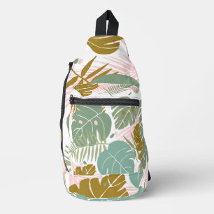 Tropische Folien - Muster aus Monstera und Palmblä Crossbody Bag