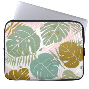 Tropische Folien - Muster aus Monstera und Palmblä Laptopschutzhülle