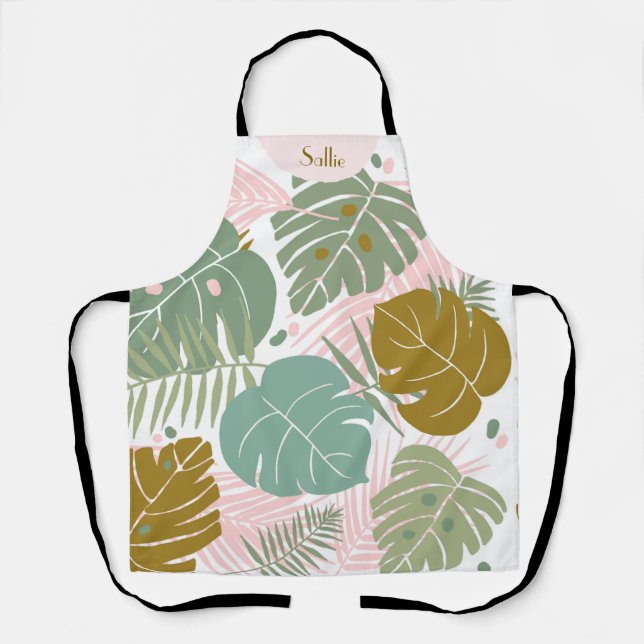 Tropische Folien - Muster aus Monstera und Palmblä Schürze (Vorderseite)