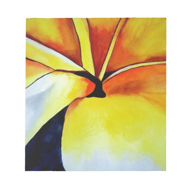 Tropische Frangipani Blume Aquarell abstrakte Kuns Notizblock (Vorderseite)