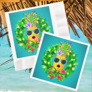 Tropische freche singende Lady-Ananas Serviette