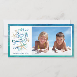 Tropische Frohe Festtage | Starfish Wasserfarbe Feiertagskarte