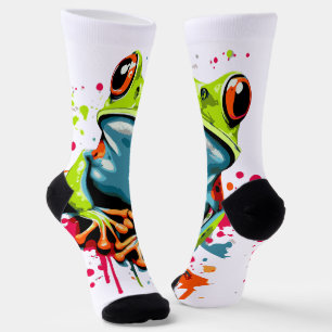 Tropische Froschsocken - farbenfrohe Froschprinzso Socken