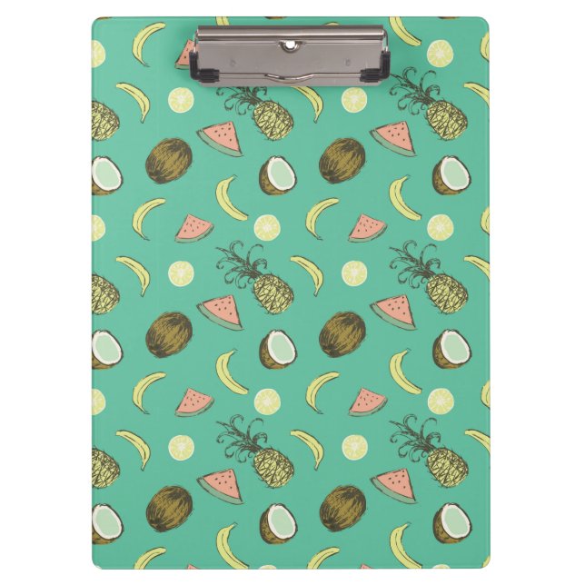 Tropische Frucht-Gekritzel-Muster Klemmbrett (Vorderseite)