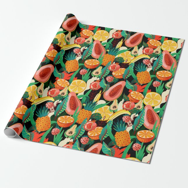 Tropische Frucht Geschenkpapier (Ungerollt)