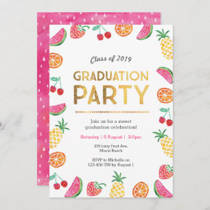 Tropische Frucht Kinder Graduation Party Einladung