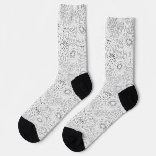 Tropische Frucht nahtlos Muster Schwarz-Weiß-Krieg Socken