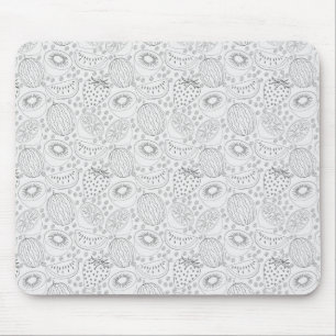 Tropische Frucht nahtlos Muster schwarz-weiß Mousepad