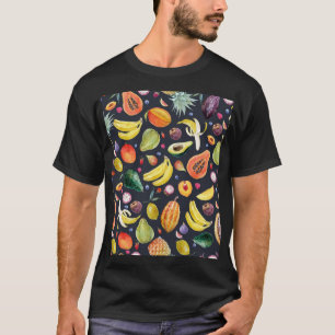 Tropische Früchte: Aquarellfarben, Muster aus Mult T-Shirt