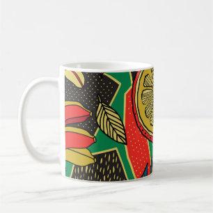 Tropische Früchte, Blätter, doodle Blumenmuster. Kaffeetasse