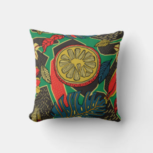 Tropische Früchte, Blätter, doodle Blumenmuster. Kissen