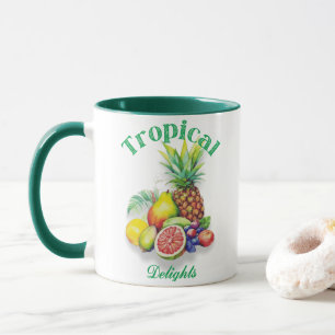 Tropische Früchte-Collage auf Weiß Tasse