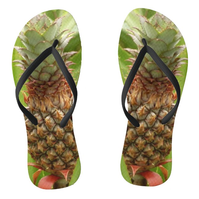 Tropische Früchte der Ananas in der Natur Flip Flops (Fußbett)