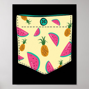Tropische Früchte in der Tasche Kawaii Hawaiian Ur Poster