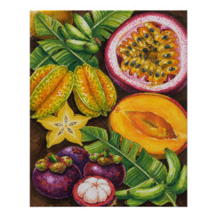 Tropische Früchte-Kunst Exotische Küchendekorati Poster