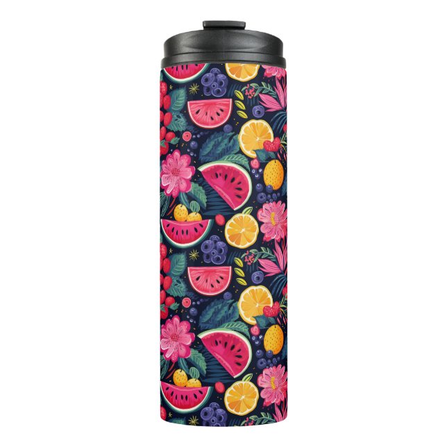 Tropische Früchte und Blume Thermosbecher (Vorderseite)