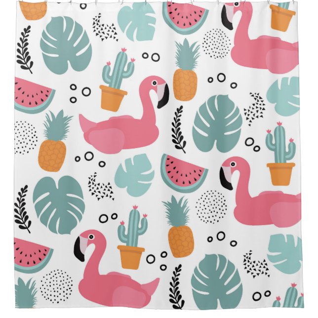 Tropische Früchte: Wiederholung des Musters. Duschvorhang (Vorderseite)