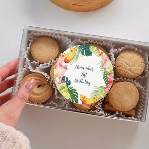 Tropische Fruchtgetränke Pool Party Erwachsene Geb Runder Aufkleber