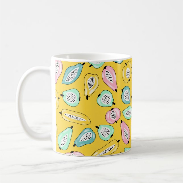Tropische Fruchtmuster-Abbildung Kaffeetasse (Links)